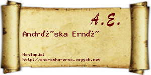 Andráska Ernő névjegykártya